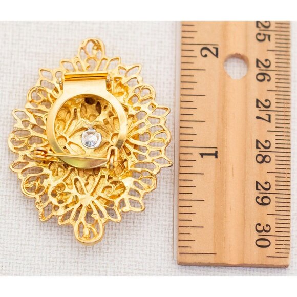 Vintage Victorian Blue Oval Intricate Brooch Pin Accessory - A11 - Picture 2 of 2